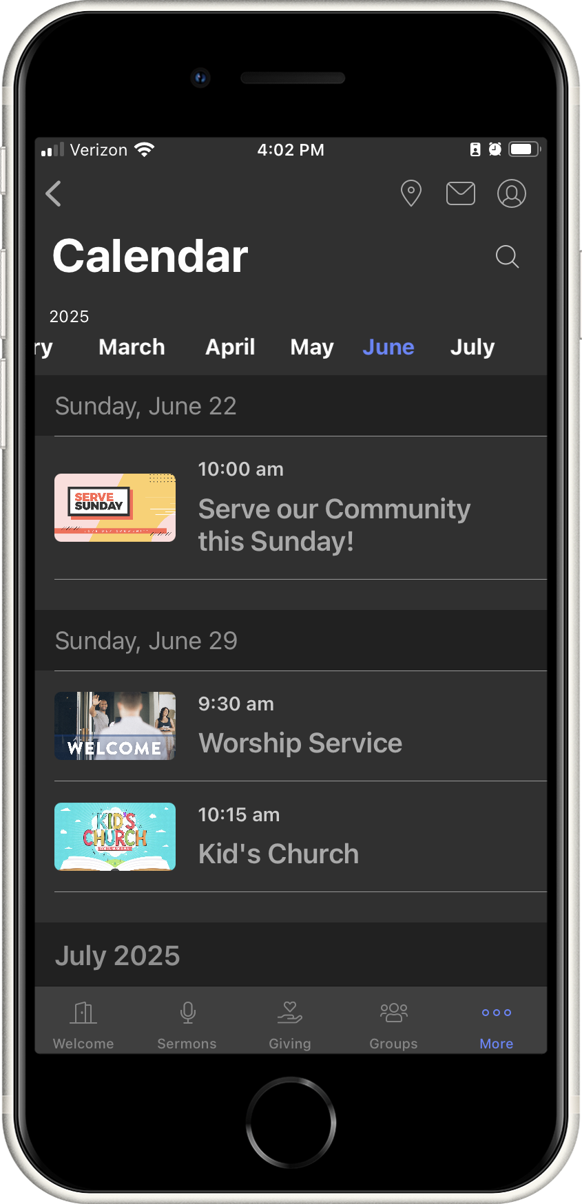 Calendar Module on a Mobile Device