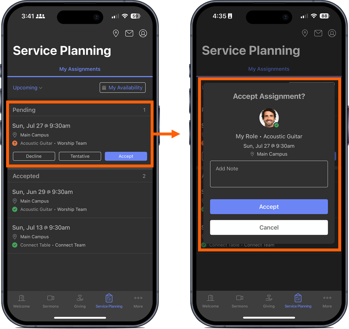 Mobile App Service Planning Accept Assignment Flow.png